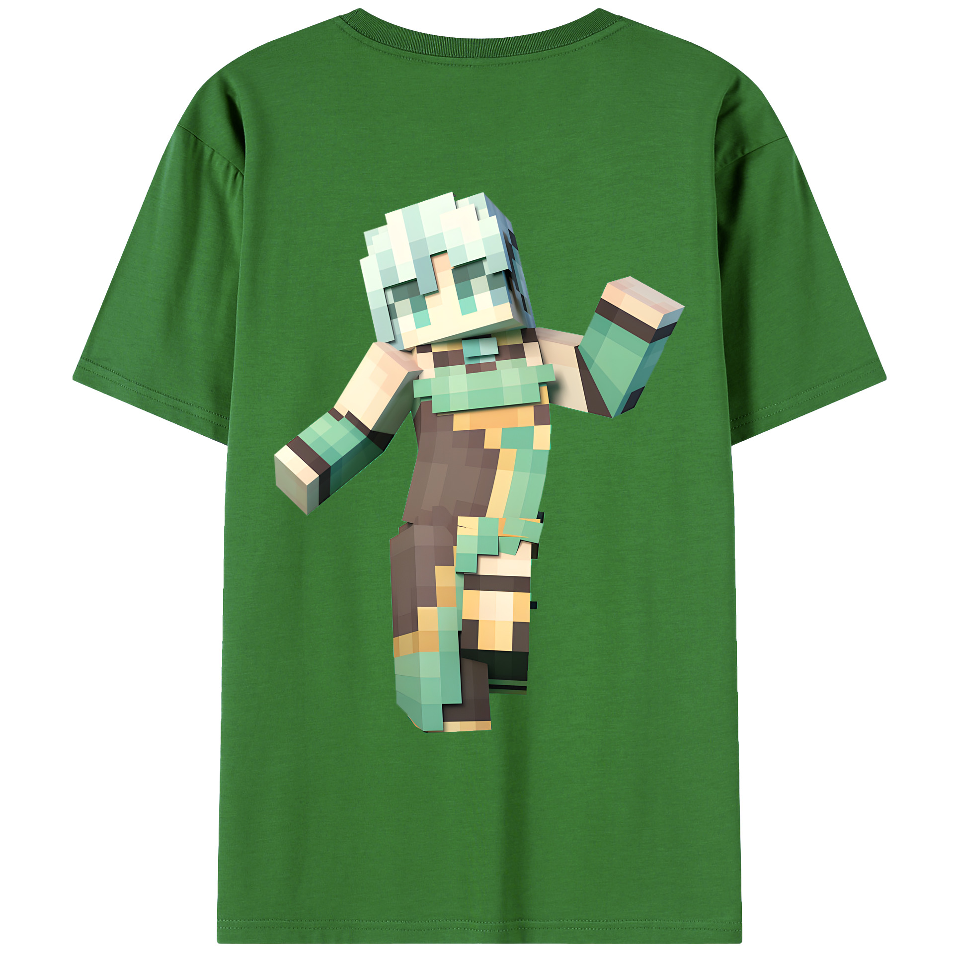 （画像用） マインクラフト ブロックの世界 Minecraft MC Block world レディース半袖Tシャツ(バックプリント)